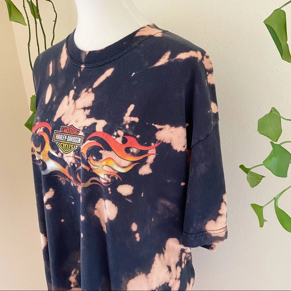 Vintage 90s Harley-Davidson Bleach Dyed Tee - Picture 4 of 9